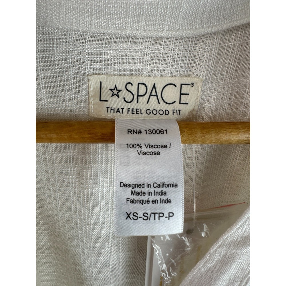 L*SPACE Barcelona Dress White Shirt Dress Coverup Button Up Pocket XS/S *No Belt - Picture 7 of 10